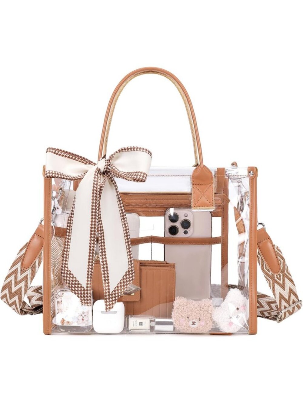 Transparent Clear Tote Bag for Stadium Events | Thick PVC Shoulder Purse with